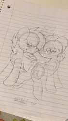 Size: 540x960 | Tagged: safe, artist:slenderdash, derpibooru import, oc, oc only, oc:faith, oc:minty light, cute, heart, lined paper, sketch, traditional art