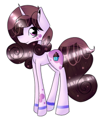 Size: 604x701 | Tagged: safe, artist:chazmazda, derpibooru import, oc, oc only, pony, unicorn, amino, coat markings, commission, cupcake, flat color, food, fullbody, highlight, horn, outline, shade, shading, simple background, solo, transparent background