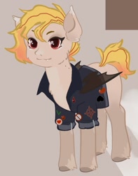 Size: 853x1080 | Tagged: safe, artist:matryona, derpibooru import, oc, bat pony, pony, clothes, female, jacket, mare, solo