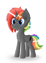 Size: 1440x1971 | Tagged: safe, artist:bloody-roger, derpibooru import, oc, oc:krylone, pony, unicorn, male, rainbow hair, simple background, solo, stallion, transparent background