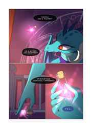 Size: 1024x1426 | Tagged: safe, artist:gashiboka, derpibooru import, princess ember, dragon, comic:the origin, adult, belly shirt, clothes, comic, female, older, shoulderless