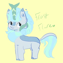 Size: 1024x1024 | Tagged: safe, artist:kitty0606, derpibooru import, oc, oc only, oc:frost flare, kirin, sounds of silence, cloven hooves, female, heart, kirin oc, mare, simple background, solo