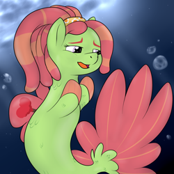 Size: 1400x1400 | Tagged: safe, artist:pavlovzdawg, derpibooru import, tree hugger, seapony (g4), female, seaponified, solo, species swap, underwater