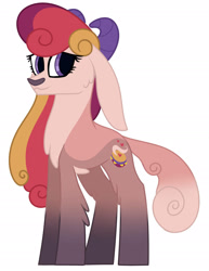 Size: 1600x2068 | Tagged: safe, artist:missmele-madness, derpibooru import, oc, oc:lovely aurora heart, hybrid, female, offspring, parent:prince rutherford, parent:princess cadance, simple background, solo, white background, yakony