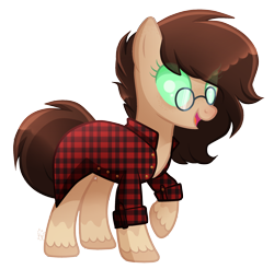 Size: 2424x2388 | Tagged: safe, artist:sugaryicecreammlp, derpibooru import, oc, oc:space cookie, changepony, clothes, female, glasses, mare, shirt, simple background, solo, transparent background, unmoving plaid