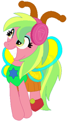 Size: 252x452 | Tagged: safe, artist:firestarartist, artist:user15432, derpibooru import, lemon zest, butterfly, earth pony, pony, equestria girls, antenna, antennae, base used, butterfly costume, butterfly pony, butterfly wings, clothes, costume, equestria girls ponified, halloween, halloween costume, hasbro, hasbro studios, headphones, holiday, ponified, shoes, simple background, solo, white background, wings