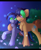 Size: 3000x3700 | Tagged: safe, artist:fkk, derpibooru import, oc, oc only, oc:kuro, alicorn, bat pony, bat pony alicorn, pony, alicorn oc, bat pony oc, couple, female, love, male, mare, night, stallion, ych result