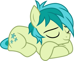 Size: 3643x3000 | Tagged: safe, artist:cloudyglow, derpibooru import, sandbar, earth pony, pony, what lies beneath, .ai available, cute, cutie mark, male, prone, sandabetes, simple background, sleeping, smiling, solo, teenager, transparent background, vector