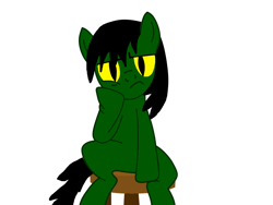 Size: 1024x768 | Tagged: safe, artist:didgereethebrony, derpibooru import, oc, oc:taipan, original species, pony, snake pony, bored, chair, looking at you, simple background, sitting, slit eyes, solo, stool, waiting