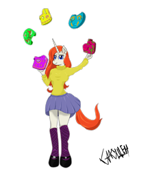 Size: 1900x2000 | Tagged: safe, artist:ghouleh, derpibooru import, oc, oc only, oc:fragrant candlelight, anthro, unicorn, female, juggling, mask, simple background, solo, transparent background