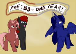 Size: 1000x715 | Tagged: safe, artist:kourabiedes, derpibooru import, oc, oc:cherry sundae, oc:crimson wings, alicorn, pony, alicorn oc, simple background