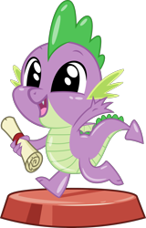 Size: 2069x3227 | Tagged: safe, artist:phucknuckl, derpibooru import, spike, dragon, my little pocket ponies, baby, baby dragon, cute, dawwww, figurine, holding, male, pocket ponies, running, scroll, simple background, smiling, solo, spikabetes, transparent background, winged spike, wings