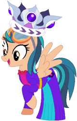 Size: 302x471 | Tagged: safe, artist:firestarartist, artist:user15432, derpibooru import, indigo zap, pegasus, pony, equestria girls, base used, clothes, costume, crown, dress, equestria girls ponified, goggles, gown, halloween, halloween costume, hasbro, hasbro studios, holiday, jewelry, ponified, queen, regalia