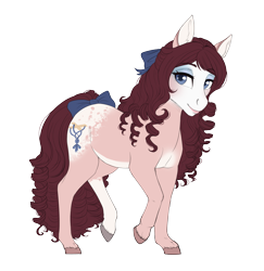 Size: 2341x2408 | Tagged: safe, artist:askbubblelee, derpibooru import, oc, oc only, oc:marionette, earth pony, pony, bow, eyeshadow, female, hair bow, hoers, lipstick, looking at you, makeup, mare, simple background, smiling, smiling at you, solo, tail bow, transparent background