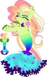 Size: 1024x1660 | Tagged: safe, artist:babyroxasman, derpibooru import, oc, oc:lillybon, seapony (g4), blowing a kiss, solo, vector