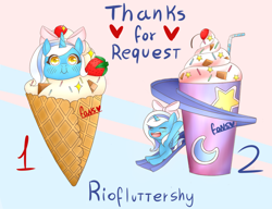 Size: 900x692 | Tagged: safe, artist:fabiola1989, derpibooru import, oc, oc:fleurbelle, alicorn, pony, alicorn oc, ice cream cone, ych result