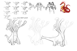 Size: 1000x661 | Tagged: safe, derpibooru import, basil, dragon, hydra, concept art, multiple heads, simple background, white background