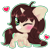 Size: 600x600 | Tagged: safe, artist:sunshineshiny, derpibooru import, oc, oc only, oc:cinnamon fawn, pony, unicorn, blushing, brown hair, chibi, female, freckles, green eyes, heart, horn, long hair, mare, one eye closed, simple background, solo, spots, transparent background, wink