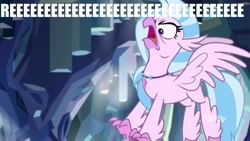 Size: 1920x1080 | Tagged: safe, derpibooru import, edit, edited screencap, screencap, silverstream, classical hippogriff, hippogriff, what lies beneath, cute, diastreamies, faic, female, image macro, meme, nightmare cave, rage, reeee, silverrage, solo