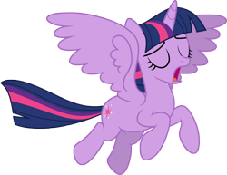 Size: 5000x3865 | Tagged: safe, artist:luckreza8, derpibooru import, twilight sparkle, twilight sparkle (alicorn), alicorn, pony, best gift ever, .svg available, eyes closed, female, flying, mare, simple background, solo, transparent background, vector