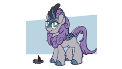 Size: 1280x720 | Tagged: safe, artist:ashtoneer, derpibooru import, boulder (pet), maud pie, kirin, pony, sounds of silence, cloven hooves, female, kirin-ified, race swap, simple background, solo, species swap