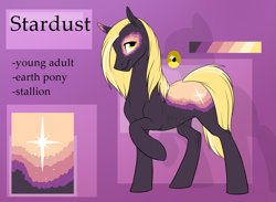 Size: 1145x840 | Tagged: safe, artist:mythpony, derpibooru import, oc, oc:stardust, earth pony, pony, male, reference sheet, solo, stallion