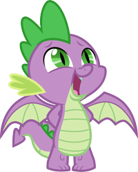 Size: 3000x3748 | Tagged: safe, artist:cloudyglow, derpibooru import, spike, dragon, marks for effort, arm behind back, baby, baby dragon, cute, eyebrows, fangs, green eyes, looking up, male, nervous, simple background, solo, spikabetes, spread wings, transparent background, vector, winged spike, wings