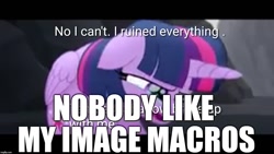 Size: 1280x720 | Tagged: safe, derpibooru import, edit, edited screencap, editor:useraccount, screencap, twilight sparkle, twilight sparkle (alicorn), alicorn, my little pony: the movie, crying, image macro, meme, no i can't i ruined everything, solo