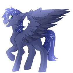 Size: 894x894 | Tagged: safe, artist:buyolitsezmc, derpibooru import, oc, oc only, oc:lightning flare, pegasus, pony, chest fluff, ear fluff, looking at you, male, raised hoof, raised leg, smiling, solo, stallion, standing, wings