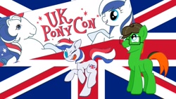 Size: 1280x720 | Tagged: safe, derpibooru import, oc, oc only, oc:britannia (uk ponycon), earth pony, pony, g1, ear fluff, female, generational ponidox, glasses, male, mare, mascot, one eye closed, stallion, uk ponycon, union jack, united kingdom, wink