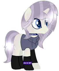 Size: 599x723 | Tagged: safe, artist:melodysweetheart, artist:space--paws0w0, derpibooru import, oc, oc only, oc:aesthetic adore, pony, unicorn, base used, black socks, choker, clothes, commission, female, hoodie, icey-verse, magical lesbian spawn, mare, next generation, offspring, parent:inky rose, parent:lily lace, parents:inky lace, simple background, socks, solo, spiked choker, spiked wristband, transparent background, wristband