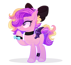 Size: 1024x925 | Tagged: safe, artist:_spacemonkeyz_, derpibooru import, oc, oc:cœurs brisés, bat pony, pony, bow, female, hair bow, mare, simple background, solo, transparent background