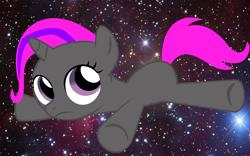 Size: 1200x750 | Tagged: safe, artist:igorshad0w, derpibooru import, edit, oc, oc:pixie lulamoon, pony, unicorn, cute, female, filly, mare, recolor, solo, space, space background