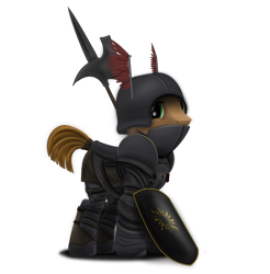 Size: 2166x2204 | Tagged: safe, artist:richmay, derpibooru import, oc, oc only, pony, armor, axe, cavalier, crossover, greaves, guard, helmet, inkscape, male, nilfgaard, polearm, poleaxe, ponified, shield, simple background, soldier, solo, stallion, the witcher, the witcher 2, the witcher 3, transparent background, vector, weapon