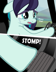 Size: 823x1067 | Tagged: safe, artist:henryqwee, derpibooru import, coloratura, 1000 hours in ms paint, brake failure, brakes, car, crying, driving, female, lol what?, panel, panic, pedal, rara, stomp, stomping, teary eyes, text, this will end in death, this will end in tears and/or death