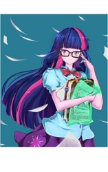 Size: 680x1080 | Tagged: safe, artist:花无影雪无踪, derpibooru import, twilight sparkle, twilight sparkle (alicorn), alicorn, equestria girls, adorkable, clothes, cute, dork, female, glasses, i can't believe it's not sci-twi, looking at you, pixiv, pleated skirt, skirt, solo, twilight's professional glasses