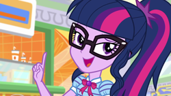 Size: 1920x1080 | Tagged: safe, derpibooru import, screencap, sci-twi, twilight sparkle, better together, equestria girls, rollercoaster of friendship, female, geode of telekinesis, glasses, solo