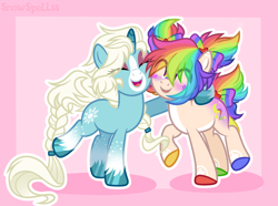 Size: 4304x3200 | Tagged: safe, artist:dreamyeevee, derpibooru import, oc, oc:dear diary, oc:snow spell, duo, eyes closed