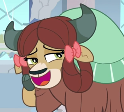 Size: 928x834 | Tagged: safe, derpibooru import, screencap, yona, yak, a rockhoof and a hard place, cloven hooves, cropped, cute, female, open mouth, solo, yonadorable