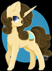 Size: 1933x2653 | Tagged: safe, artist:ether-akari, derpibooru import, oc, oc only, oc:coffee cream, pony, unicorn, cupcake, female, food, solo