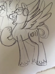 Size: 960x1280 | Tagged: safe, artist:lucklesslongshot, derpibooru import, pony, monochrome, my hero academia, ponified, present mic, quirked pony, solo