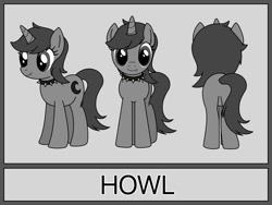 Size: 1129x850 | Tagged: safe, artist:linedraweer, derpibooru import, oc, oc only, oc:howl, pony, unicorn, collar, commission, fangs, featureless crotch, female, mare, reference, reference sheet, solo, spikes