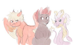 Size: 540x327 | Tagged: safe, artist:khaoticvex, derpibooru import, dragon, pony, bakusquad, dragonified, eijirou kirishima, female, katsuki bakugou, male, mina ashido, my hero academia, ponified, quirked dragon, quirked pony, species swap, trio