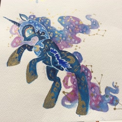 Size: 1936x1936 | Tagged: safe, artist:analioth, derpibooru import, nightmare moon, alicorn, pony, female, mare, solo, traditional art