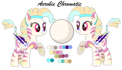 Size: 809x464 | Tagged: safe, artist:mlpcrystalharmony, artist:selenaede, derpibooru import, oc, oc only, oc:aerobic chromatic, bat pony, hybrid, zebra, base used, bat pony oc, colored sclera, eyeshadow, female, headband, makeup, mare, reference sheet, simple background, solo, transparent background, zebra oc