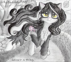 Size: 2190x1890 | Tagged: safe, artist:magnifsunspiration, derpibooru import, oc, oc:prettykitty, cat pony, original species, pony, female, loose hair, mare, solo, traditional art