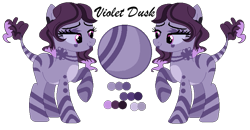 Size: 737x383 | Tagged: safe, artist:mlpcrystalharmony, artist:selenaede, derpibooru import, oc, oc only, oc:violet dusk, zebra, base used, female, lipstick, reference sheet, simple background, solo, transparent background, zebra oc