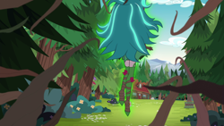 Size: 1920x1080 | Tagged: safe, derpibooru import, screencap, gaea everfree, gloriosa daisy, equestria girls, legend of everfree, aura, floating, tree