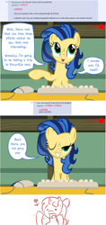 Size: 800x1697 | Tagged: safe, artist:flash equestria photography, artist:redintravenous, derpibooru import, oc, oc:milky way, oc:red ribbon, earth pony, pony, unicorn, milkmare of trottingham, 4chan, ask, computer mouse, female, keyboard, mare, tumblr