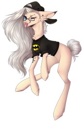 Size: 999x1460 | Tagged: safe, artist:monogy, derpibooru import, oc, oc:kathrine, earth pony, pony, clothes, female, glasses, mare, one eye closed, shirt, simple background, solo, tongue out, transparent background, wink